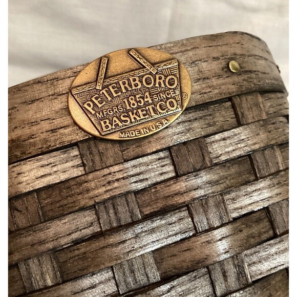 Peterboro Basket Co. Small Square Wooden Basket Swing Handle Great Condition - Picture 3 of 11